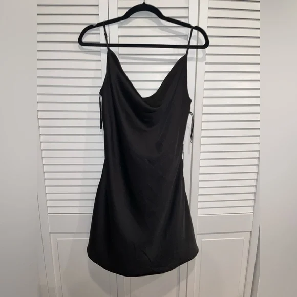 Garage, Black Silk Mini Dress, Size Small